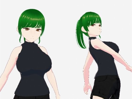 グリーンヘアーのツンデレ美女（セリフなし  3DCGモデル  イラスト集）  エロ画像730874