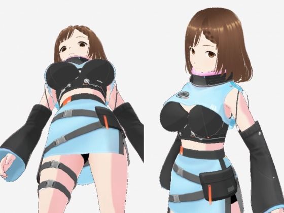 未来から来たような水色の服の巨乳のお姉さん（セリフなし 3DCGモデル イラスト集）  エロ画像735152